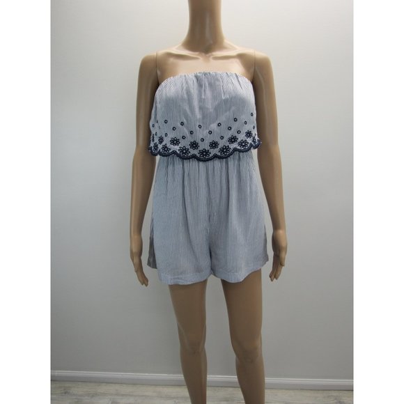 JESSICA SIMPSON STRIPE TUBE TOP STYLE ROMPER - Picture 1 of 7